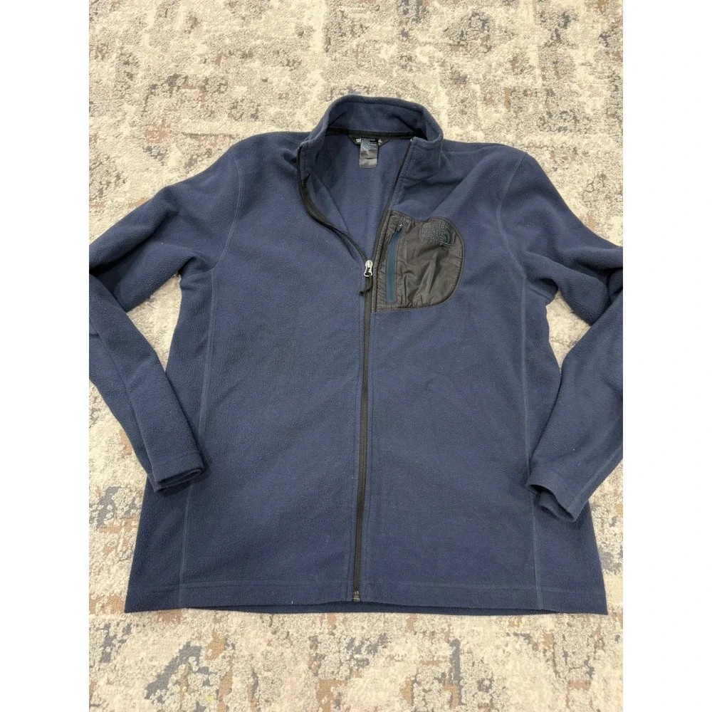 The North Face Mens‎ Full Zip Fleece Jacket Navy Blue L Regular Mock Neck